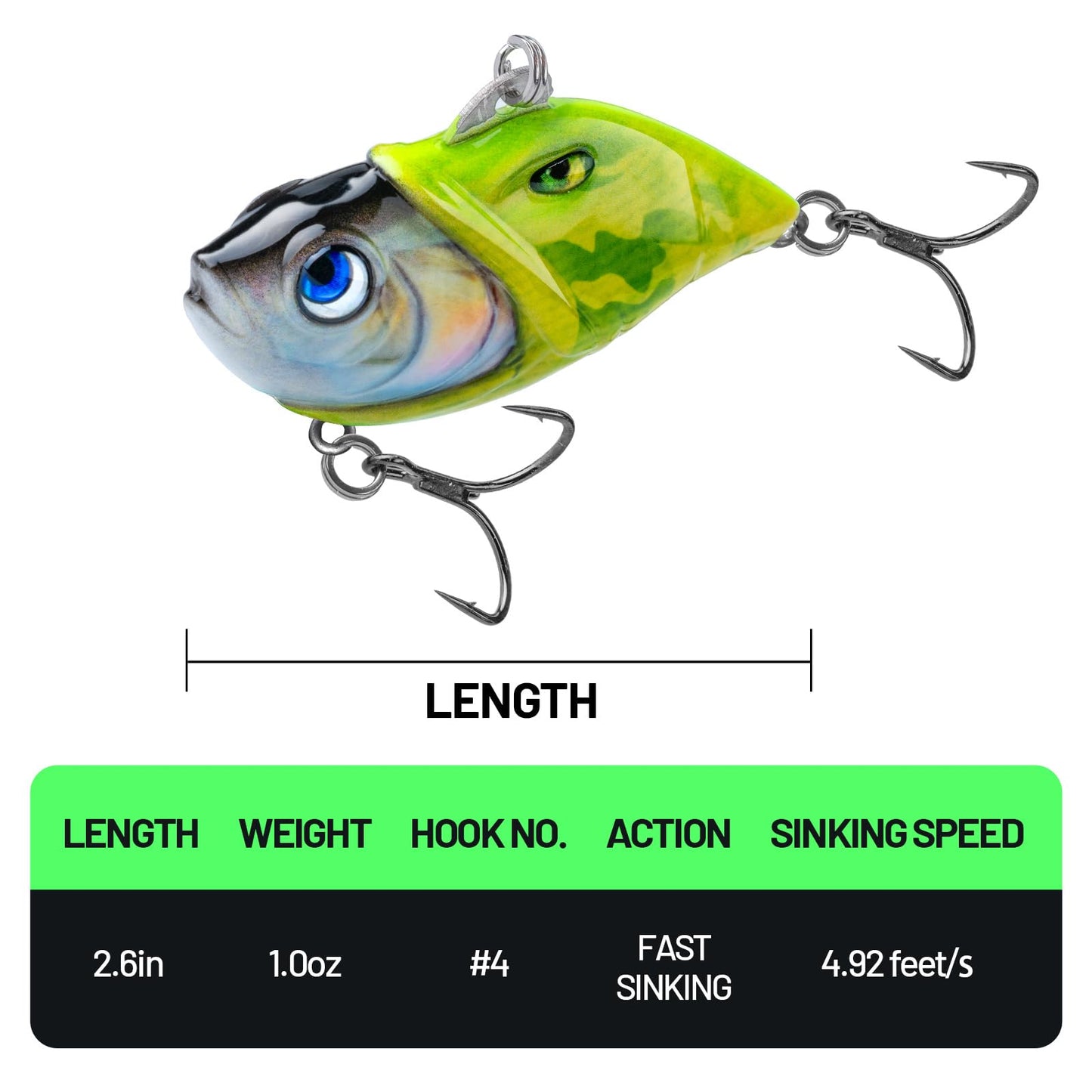 3PCS Rattling Lipless Crankbait, Bass Fishing Lure for Freshwater and Saltwater, Fast Sinking, Mustad Hook, Angler's Gift, for Crappie Trout, 3/8oz, 1/2oz and 1oz