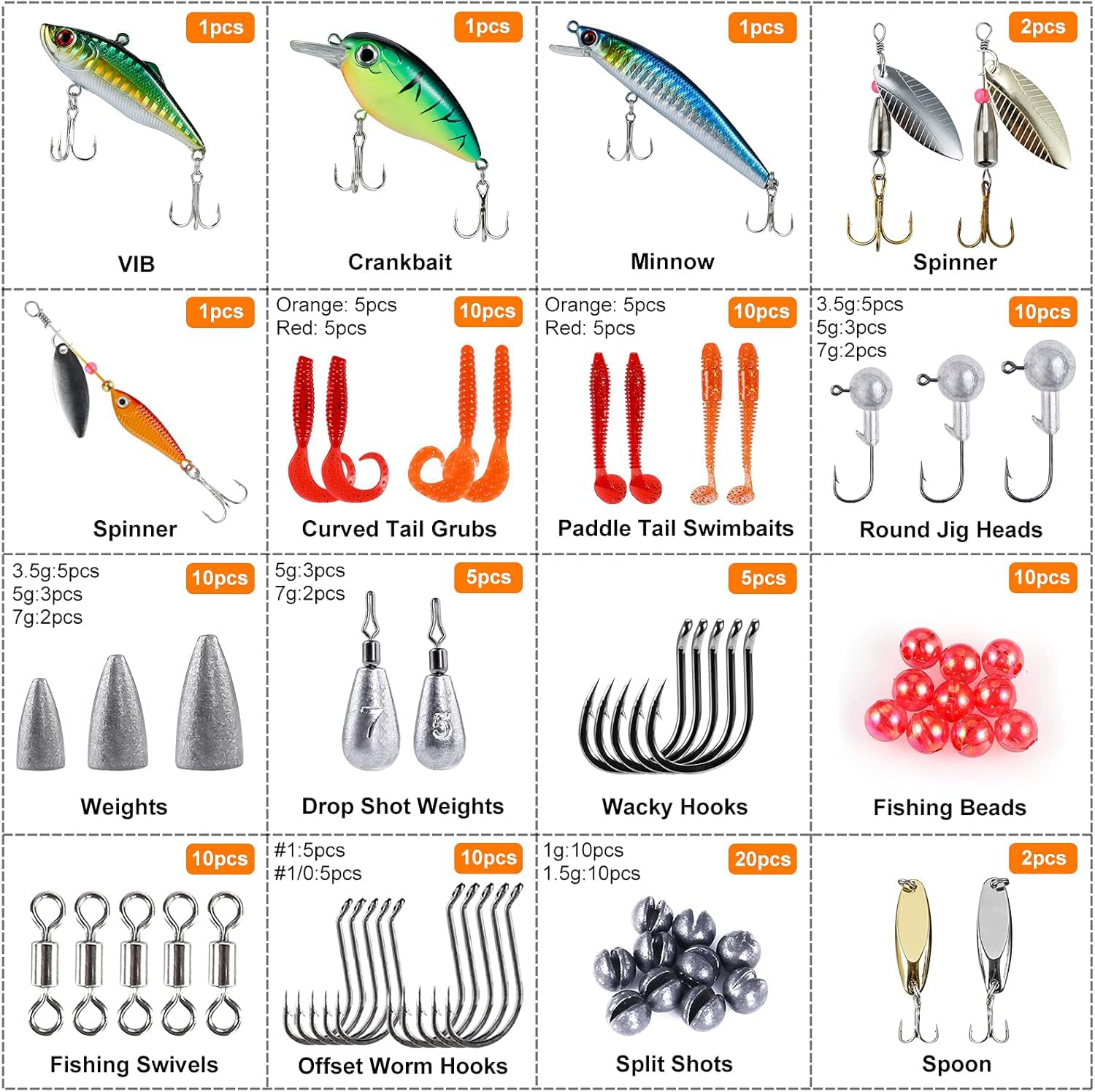 PLUSINNO 108pcs Fishing Accessories Kit, Fishing Tackle Box with Tackl – Bait Master HTX PLUSINNO 108pcs Fishing Accessories Kit, Fishing Tackle Box with Tackl – Bait Master HTX