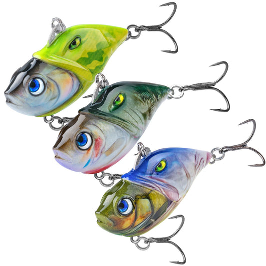 3PCS Rattling Lipless Crankbait, Bass Fishing Lure for Freshwater and Saltwater, Fast Sinking, Mustad Hook, Angler's Gift, for Crappie Trout, 3/8oz, 1/2oz and 1oz