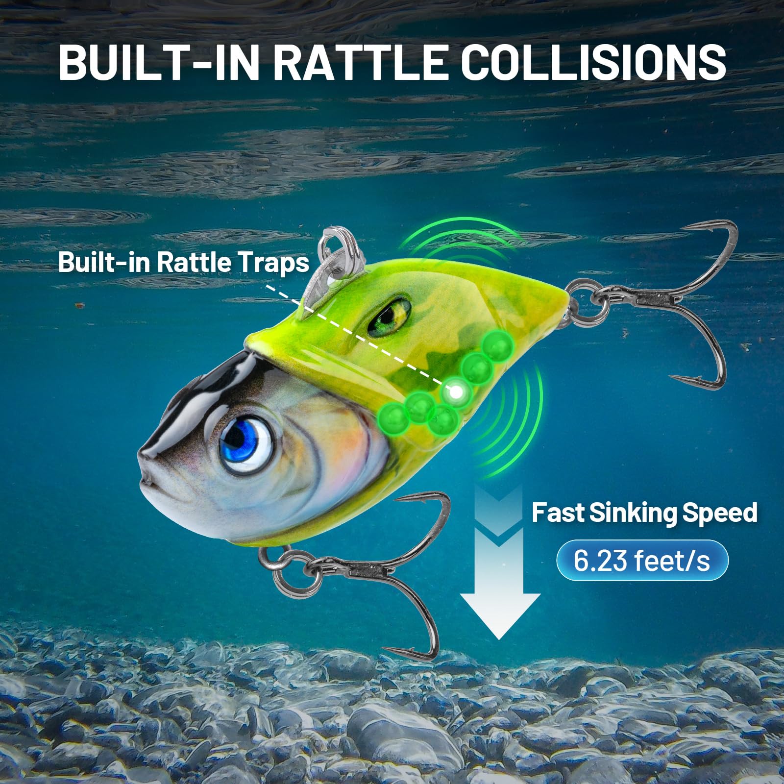 3PCS Rattling Lipless Crankbait, Bass Fishing Lure for Freshwater and – Bait Master HTX